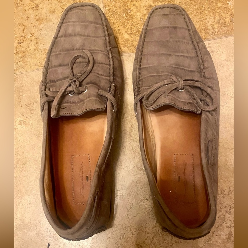 Santoni mens Italian loafer. Sz 11 beige.